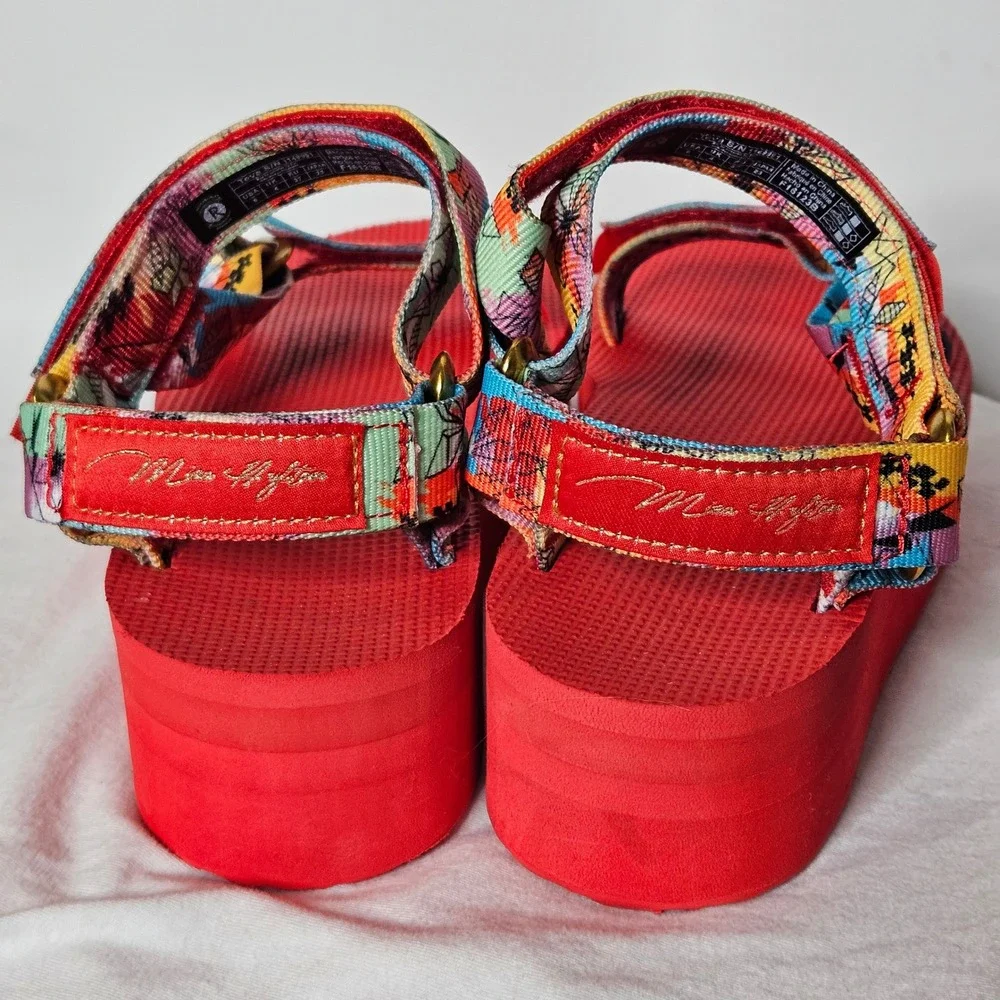 Teva x Misa Hylton Flatform Universal Red Multi Platform Sandals Y2K Women 6
